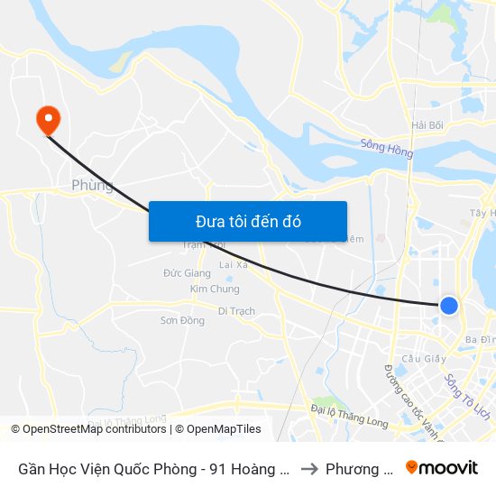 Gần Học Viện Quốc Phòng - 91 Hoàng Quốc Việt to Phương Đình map