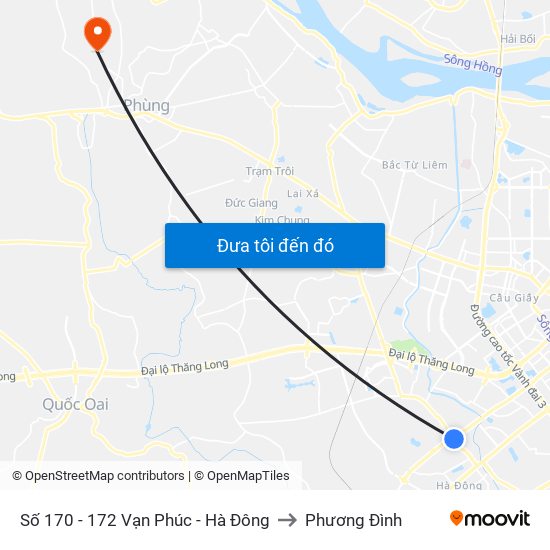 Số 170 - 172 Vạn Phúc - Hà Đông to Phương Đình map