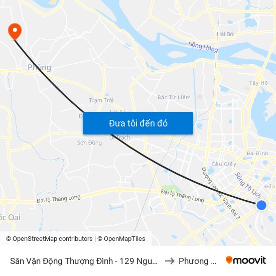 Sân Vận Động Thượng Đình - 129 Nguyễn Trãi to Phương Đình map