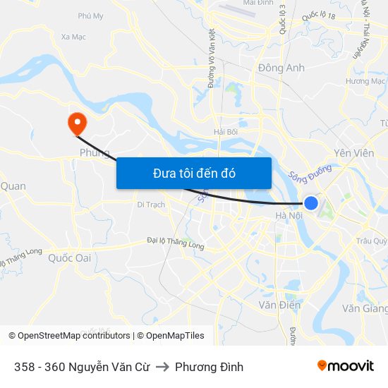 358 - 360 Nguyễn Văn Cừ to Phương Đình map