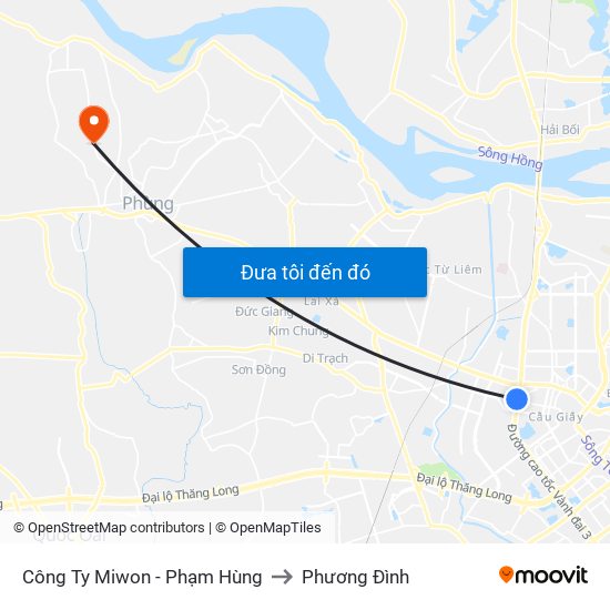 Công Ty Miwon - Phạm Hùng to Phương Đình map