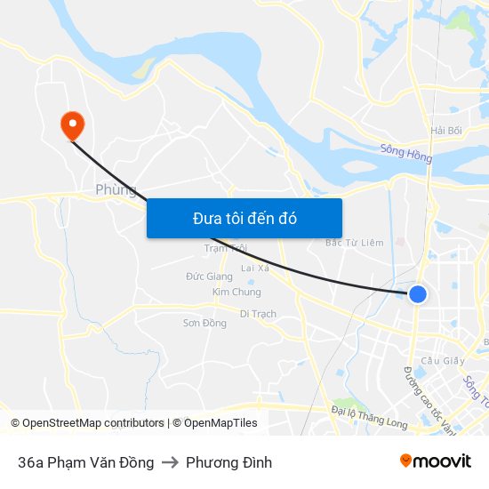 36a Phạm Văn Đồng to Phương Đình map