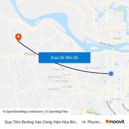 Qua 70m Đường Vào Công Viên Hòa Bình - Phạm Văn Đồng to Phương Đình map