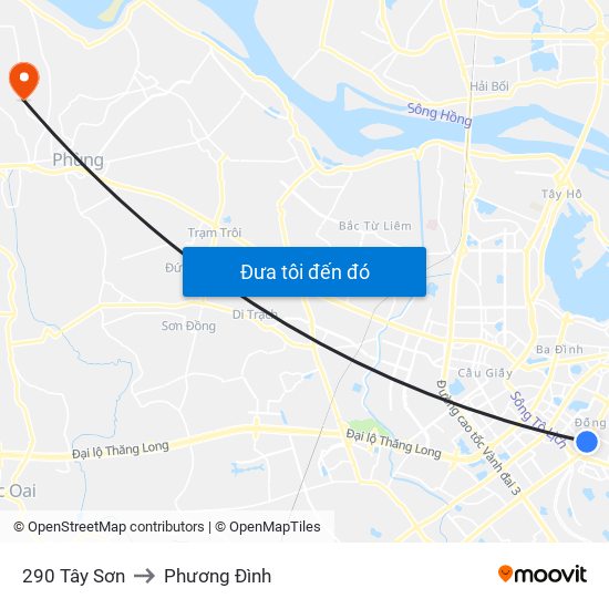 290 Tây Sơn to Phương Đình map