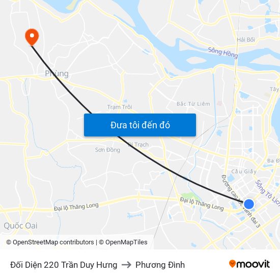 Đối Diện 220 Trần Duy Hưng to Phương Đình map