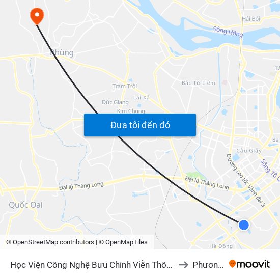 Học Viện Công Nghệ Bưu Chính Viễn Thông - Trần Phú (Hà Đông) to Phương Đình map