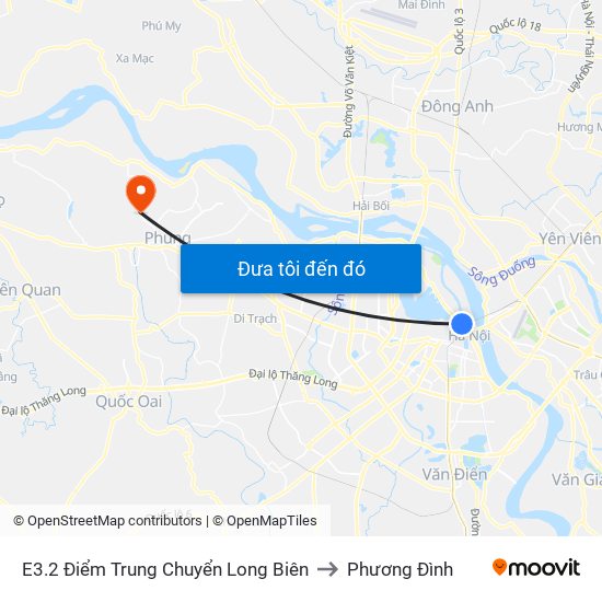 E3.2 Điểm Trung Chuyển Long Biên to Phương Đình map