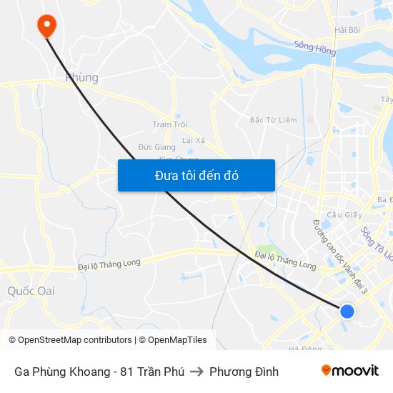 Ga Phùng Khoang - 81 Trần Phú to Phương Đình map