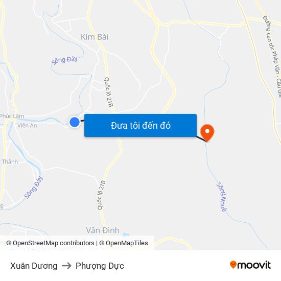 Xuân Dương to Phượng Dực map