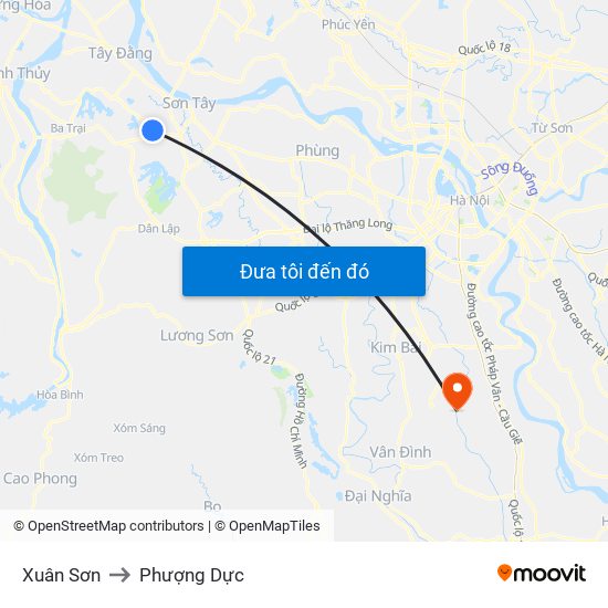 Xuân Sơn to Phượng Dực map