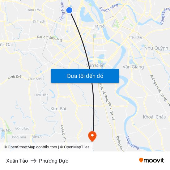 Xuân Tảo to Phượng Dực map