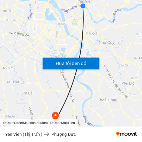 Yên Viên (Thị Trấn ) to Phượng Dực map