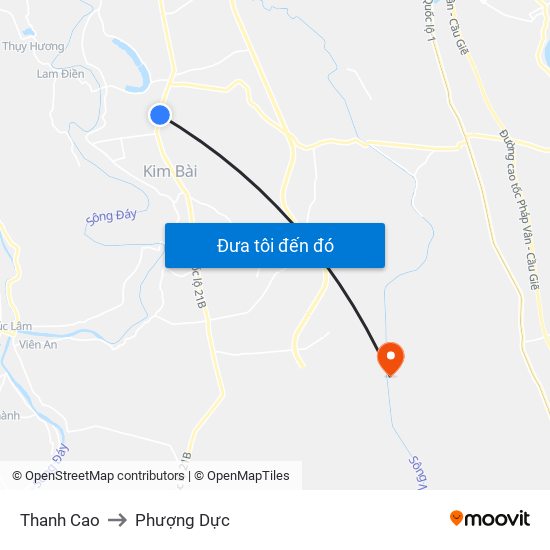 Thanh Cao to Phượng Dực map