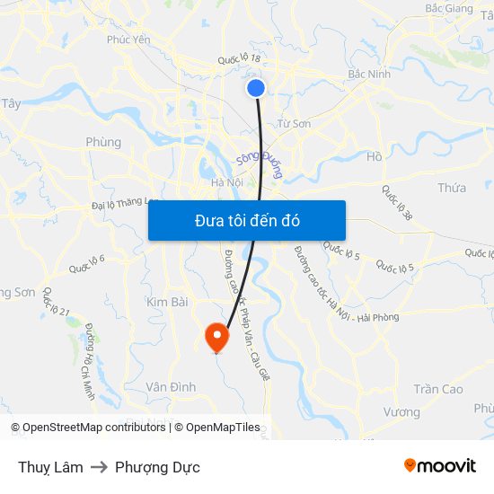 Thuỵ Lâm to Phượng Dực map