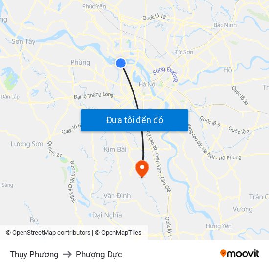 Thụy Phương to Phượng Dực map