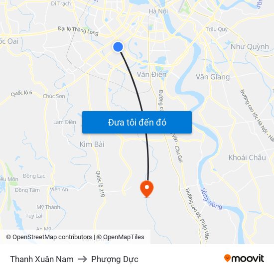 Thanh Xuân Nam to Phượng Dực map