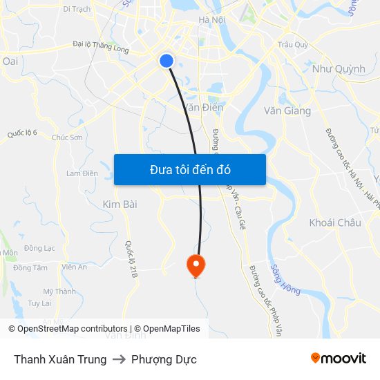 Thanh Xuân Trung to Phượng Dực map