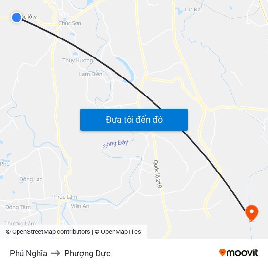 Phú Nghĩa to Phượng Dực map