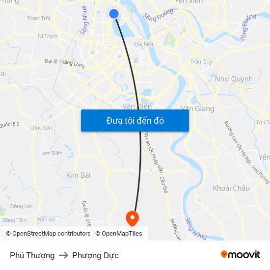 Phú Thượng to Phượng Dực map