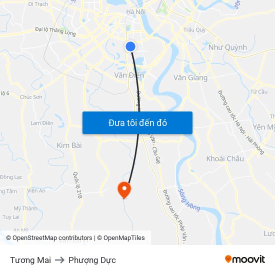 Tương Mai to Phượng Dực map