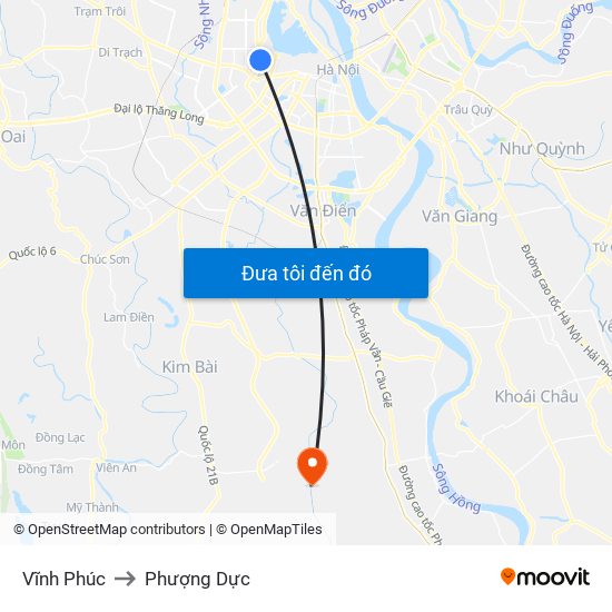 Vĩnh Phúc to Phượng Dực map