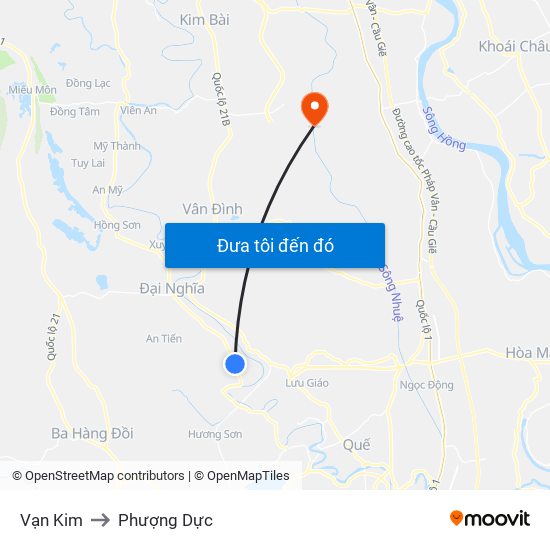 Vạn Kim to Phượng Dực map