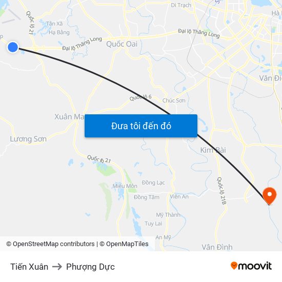 Tiến Xuân to Phượng Dực map