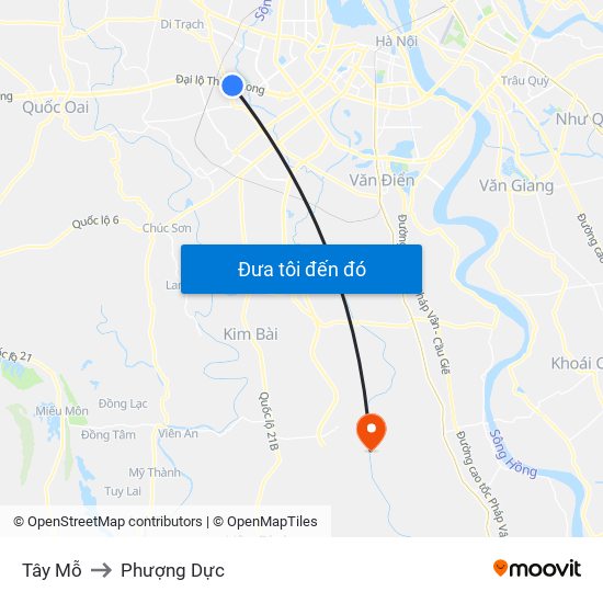 Tây Mỗ to Phượng Dực map