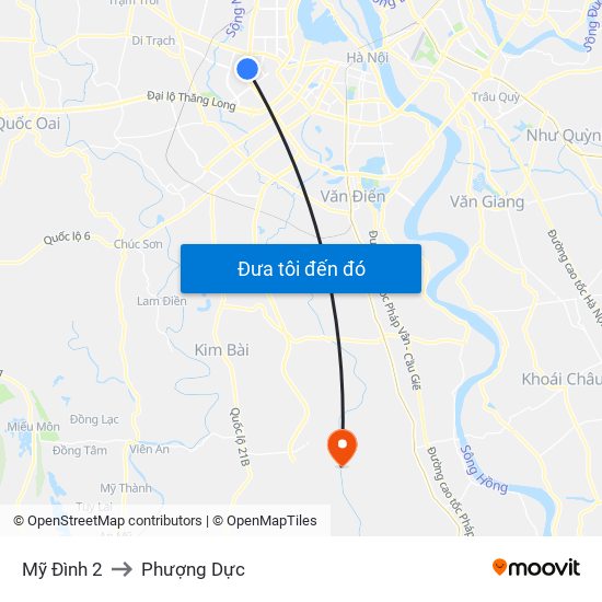 Mỹ Đình 2 to Phượng Dực map