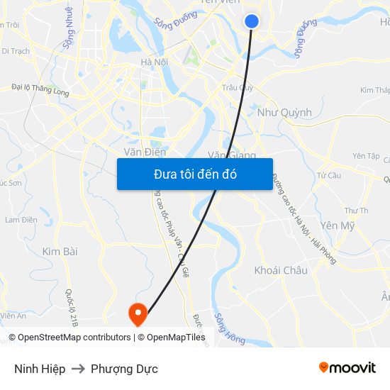 Ninh Hiệp to Phượng Dực map