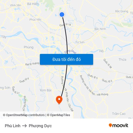 Phù Linh to Phượng Dực map