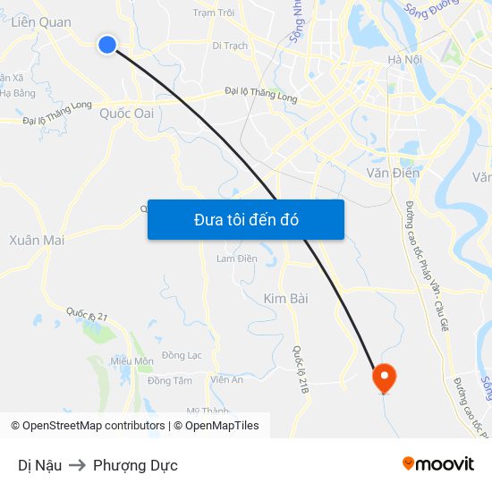 Dị Nậu to Phượng Dực map