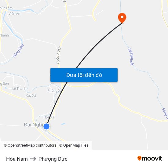 Hòa Nam to Phượng Dực map