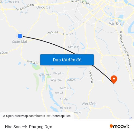 Hòa Sơn to Phượng Dực map