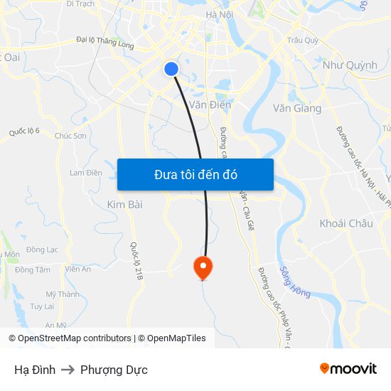 Hạ Đình to Phượng Dực map
