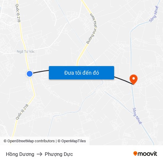 Hồng Dương to Phượng Dực map