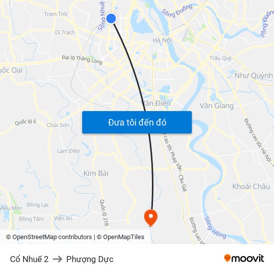 Cổ Nhuế 2 to Phượng Dực map