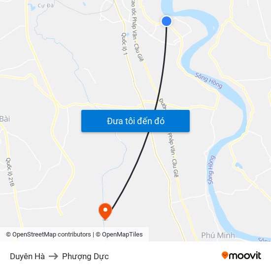 Duyên Hà to Phượng Dực map