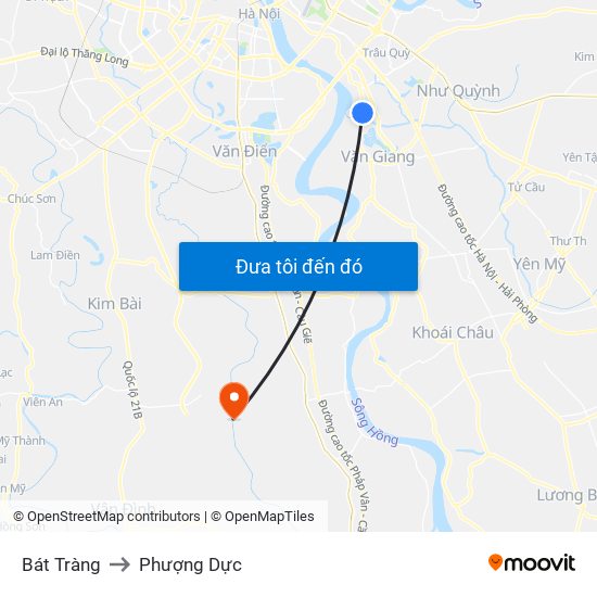 Bát Tràng to Phượng Dực map