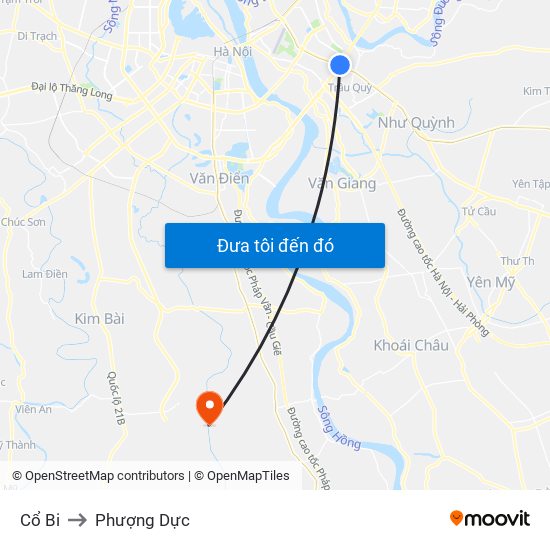 Cổ Bi to Phượng Dực map