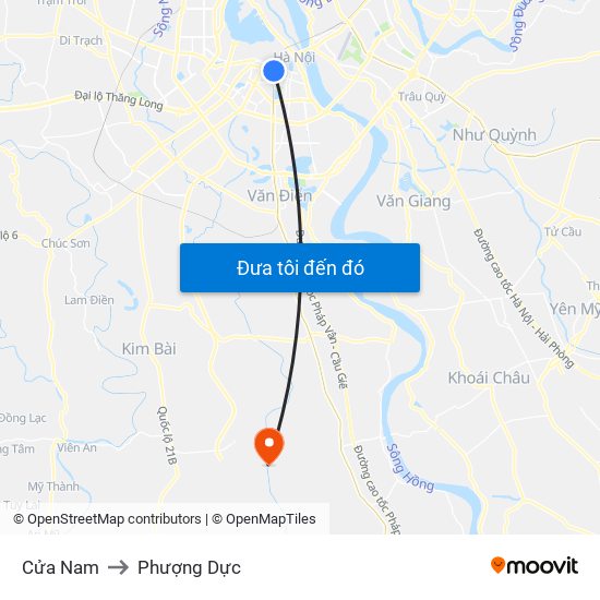 Cửa Nam to Phượng Dực map