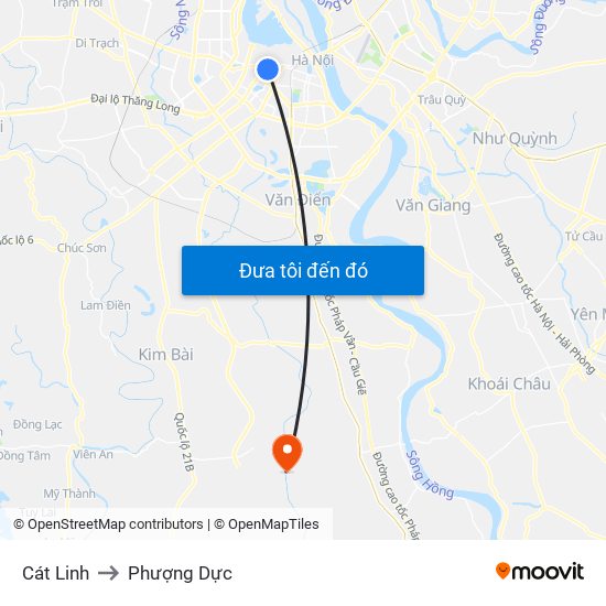 Cát Linh to Phượng Dực map
