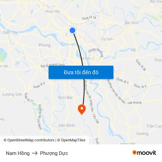 Nam Hồng to Phượng Dực map