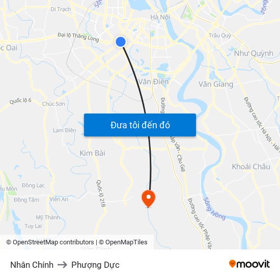 Nhân Chính to Phượng Dực map