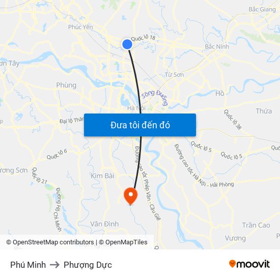 Phú Minh to Phượng Dực map