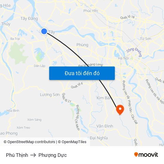 Phú Thịnh to Phượng Dực map