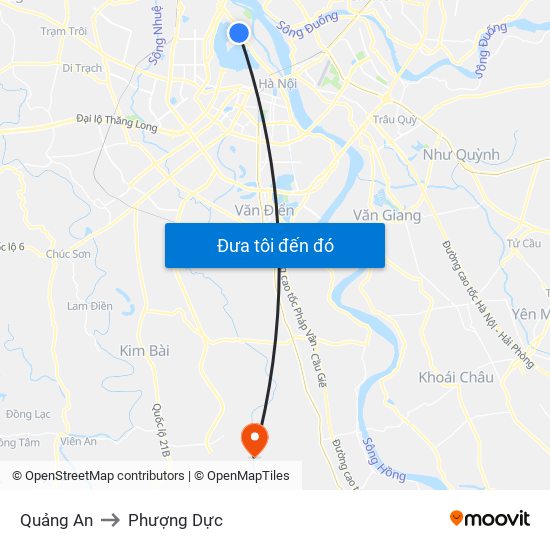 Quảng An to Phượng Dực map