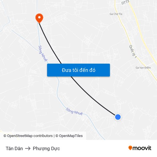 Tân Dân to Phượng Dực map