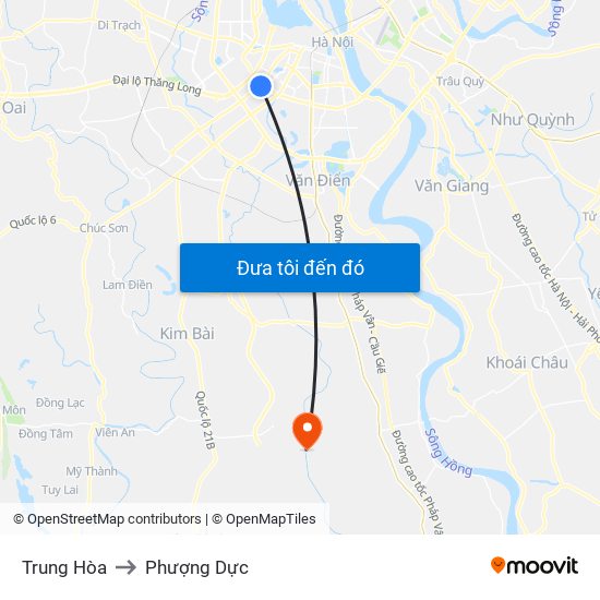 Trung Hòa to Phượng Dực map