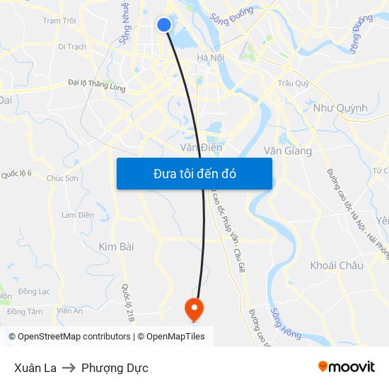 Xuân La to Phượng Dực map